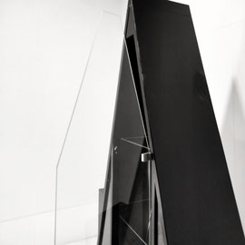 Italian Postmodern Black Lacquered Pyramid Vitrine Cabinet-Postmodernism, Italy, 1970s - PN.Modern pnmodern.com