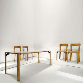 Bruno Rey Set of 4 Beech Wood and Formica laminat Dining Tables by Dietiker, Switzerland, 1971