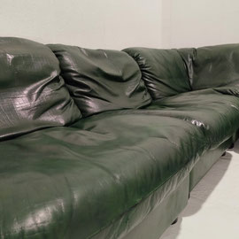 Dreipunkt International  Green Leather Sectional Corner Lounge sofa and Lounge Chair, Germany, c.1970 - PN.Modern pnmodern
