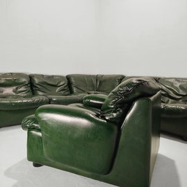 Dreipunkt International  Green Leather Sectional Corner Lounge sofa and Lounge Chair, Germany, c.1970 - PN.Modern pnmodern