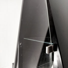Italian Postmodern Black Lacquered Pyramid Vitrine Cabinet-Postmodernism, Italy, 1970s - PN.Modern pnmodern.com