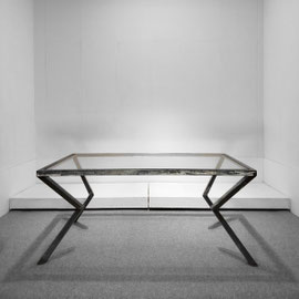 German Avant-garde Design, Neues Deutsches Design, Steel Glass Dining Table, West Germany, 1980s