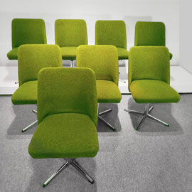 Set of Eight East German Interflug Schönefeld Airport Lounge Zwivel Chairs, VEB Metallwaren Naumburg, DDR GRD, c.1960s