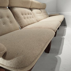 French Cabinetmaker Brutalist Oak Wool Bouclé Modular Sofa In The Style of Guillerme et Chambron, France, 1970s - PN.Modern pnmodern