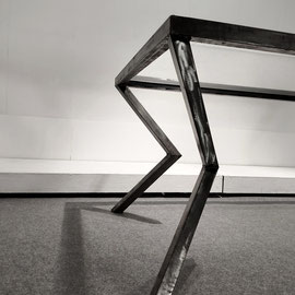 German Avant-garde Design, Neues Deutsches Design, Steel Glass Dining Table, West Germany, 1980s