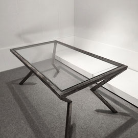 German Avant-garde Design, Neues Deutsches Design, Steel Glass Dining Table, West Germany, 1980s