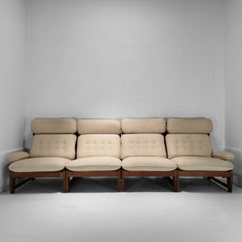 French Cabinetmaker Brutalist Oak Wool Bouclé Modular Sofa In The Style of Guillerme et Chambron, France, 1970s - PN.Modern pnmodern