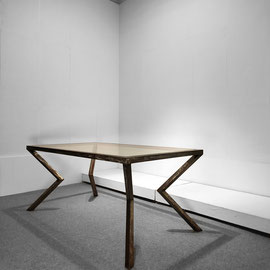 German Avant-garde Design, Neues Deutsches Design, Steel Glass Dining Table, West Germany, 1980s