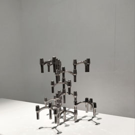 BMF fritz Nagel & Caesar Stoffi Stainless Steel Stackable Modular Candlestick Holders, Germany, 1960s