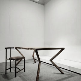 German Avant-garde Design, Neues Deutsches Design, Steel Glass Dining Table, West Germany, 1980s