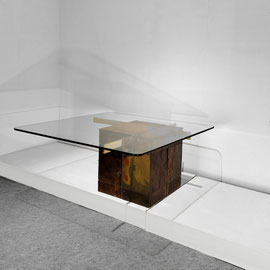 Artedi Slate Brass Glass Postmodern  Coffee Table, Italy, 1970s - PN.Modern pnmodern