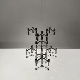 BMF fritz Nagel & Caesar Stoffi Stainless Steel Stackable Modular Candlestick Holders, Germany, 1960s