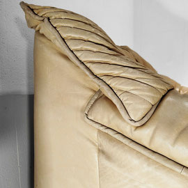Salotti Natuzzi Postmodern Lounge Chair, Two-Seater Sofa in Beige Leather, Italy, c.1980 PN.Modern pnmodern.com