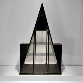 Italian Postmodern Black Lacquered Pyramid Vitrine Cabinet-Postmodernism, Italy, 1970s - PN.Modern pnmodern.com