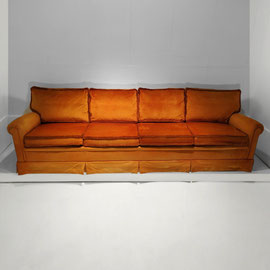 Italian Custom-Tailored Cabinetmaker Four-Seater Indian Yellow Velvet Sofa, Italy, 1960s - PN.Modern pnmodern.com