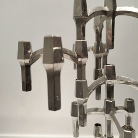 BMF fritz Nagel & Caesar Stoffi Stainless Steel Stackable Modular Candlestick Holders, Germany, 1960s