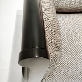 Massimo Vignelli Poltronova Postmodern Two-Seater Sofa  Lacquered Wood, Foam, Woven Satin Upholstery  Italy, 1970s PN.Modern pnmodern