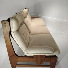 French Cabinetmaker Brutalist Oak Wool Bouclé Modular Sofa In The Style of Guillerme et Chambron, France, 1970s - PN.Modern pnmodern