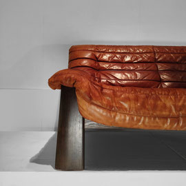 Probell Jean Gillon Brutalist Tauari Wood Leather Brutalist Sofa, Brazilian Design, 1960s - PN.Modern pnmodern.com