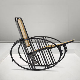 Societa Anonima Antonio Volpe "Dondolo" Egg Rocking Chair Model. 267, Italy, 1922