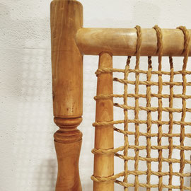 Adrien Audoux & Frida Minnet Set of Four Handcrafted Carved Bentwood and Rope Dining Chairs, France 1940s PN.Modern pnmodern.com