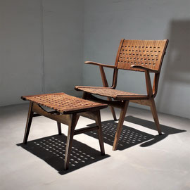 Erich Dickmann Bauhaus Chair and Ottoman for Galenka Tyskland, Germany, 1933