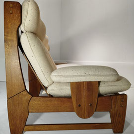 French Cabinetmaker Brutalist Oak Wool Bouclé Modular Sofa In The Style of Guillerme et Chambron, France, 1970s - PN.Modern pnmodern