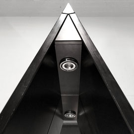 Italian Postmodern Black Lacquered Pyramid Vitrine Cabinet-Postmodernism, Italy, 1970s - PN.Modern pnmodern.com