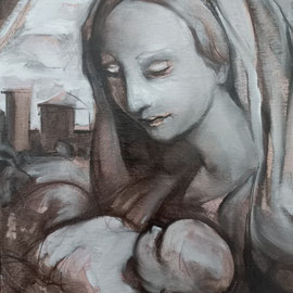 “Sacra Maternità”, olio su tela, cm. 25 x 35
