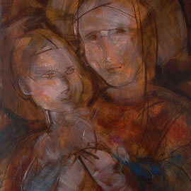 “Madonna con Bambino”, olio e cera fredda su tavola, cm. 33 x 46 - € 150,00