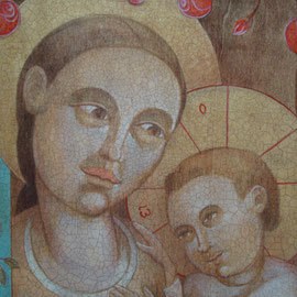 “Mater Salvatoris”, particolare- tecnica mista su tavola cm. 38,5 x 31,5 – Cernusco sul Naviglio, collezione privata