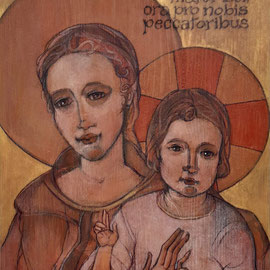 “Ora pro nobis peccatoribus”, tecnica mista su tavola, cm. 21x 29,7 - Gorgonzola, collezione privata