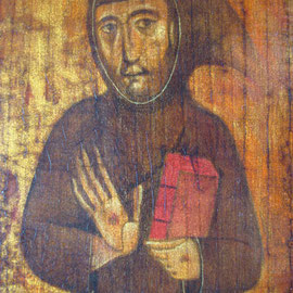 “San Francesco”, particolare - tecnica mista su tavola cm. 26 x 11 - Cernusco sul Naviglio, collezione dell’autore