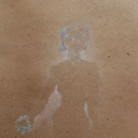 “La sposa”, tecnica mista su cartone colorato, cm. 35 x 45 - € 280