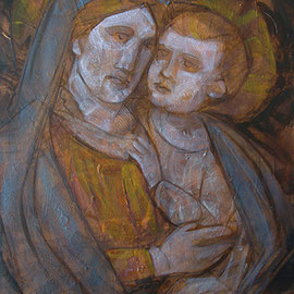 “Madonna con Bambino” olio e cera fredda su tavola, cm. 33 x 45,5 1 - Milano, collezione privata