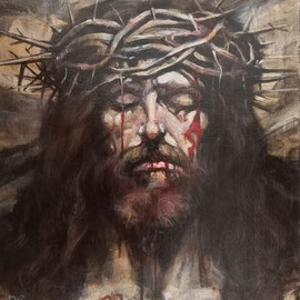 “Gesù coronato di spine” (bozzetto), olio su pannello telato, cm. 20 x 24 x 3,2 – Pioltello, collezione privata