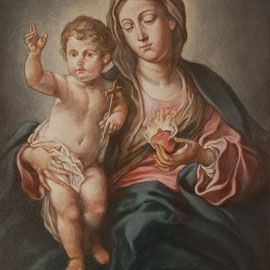 “Madonna con bambino” da Sebastiano Conca, olio su pannello telato, cm. 30 x 40, Pioltello, collezione privata