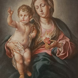 “Madonna con bambino” da Sebastiano Conca, olio su pannello telato, cm. 30 x 40 – Pioltello, collezione privata