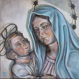 “Prega, confida, spera”, olio su tela, cm. 30 x 30 x 3,8 - Cernusco sul Naviglio, collezione Casa Parrocchiale
