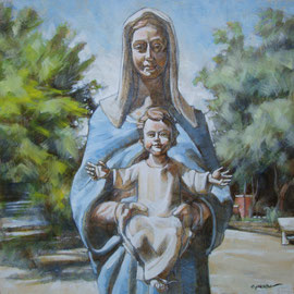 “Madonna dell‘Accoglienza” - tecnica mista su tavola cm. 30 x 30 - Cernusco sul Naviglio, collezione privata
