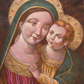 “Madonna del Buon Consiglio” (replica) - tecnica mista su cartone telato cm. 24 x 18 - Cernusco sul Naviglio, collezione privata