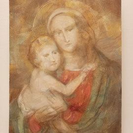 “Madonna con Bambino”, olio e cera fredda su tavola, cm. 30 x 40
