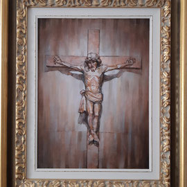 “Il Crocefisso di San Giuseppe Lavoratore” cornice - olio su tela, cm. 30 x 40 - Cernusco sul Naviglio, collezione privata