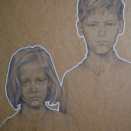 “Fratello e sorella” - pastello su cartoncino colorato cm. 40 x 30