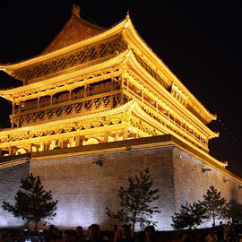 CHINA - Xian China Templo Construção Noite Luzes