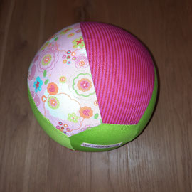 Luftballonhülle ohne Bänder,grün-pink-rosa mit Blumen