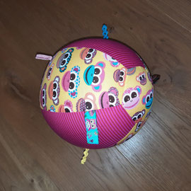 Luftballonhülle mit Bändern, pink gestreift- gelb mit Affen