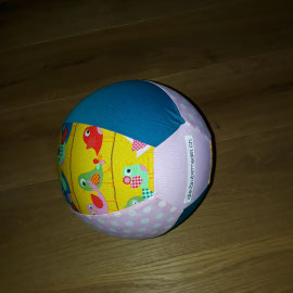 Luftballonhülle ohne Bänder, gelb mit Vögeln-petrol-rosa