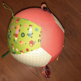 Luftballonhülle mit Bändern,orange-grün-grün mit Raupen