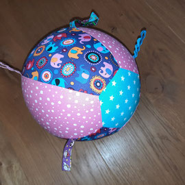Luftballonhülle mit Bändern, rosa-blau mit Elefanten